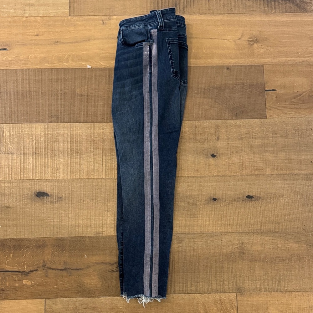 Kut from the Kloth Women's Dark Blue Jeans with Gray Stripe - Picture 3 of 4